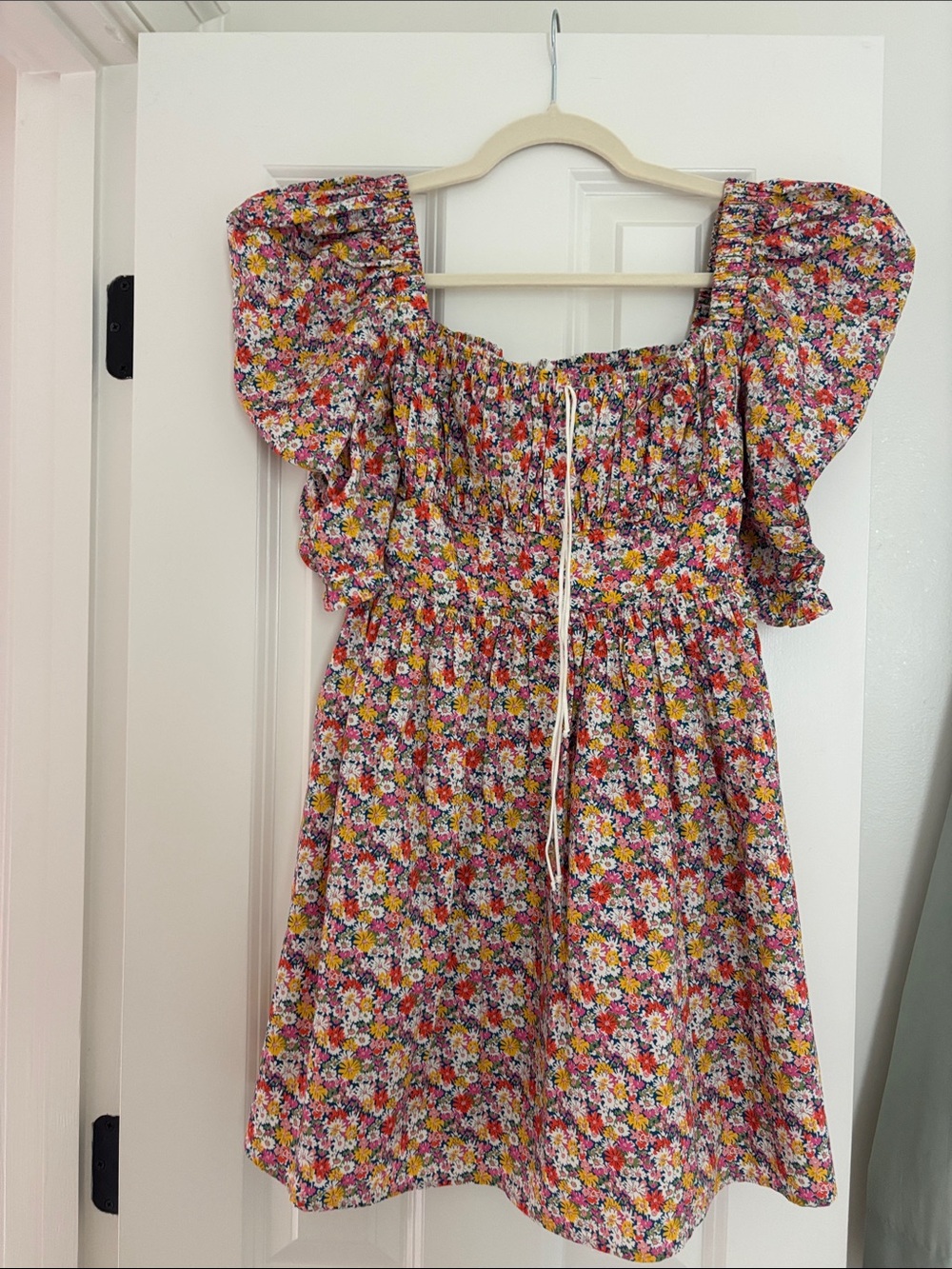 For Love & Lemons Floral Mini Dress in Pink, Yellow, White